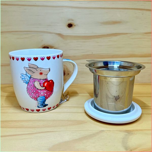 Mug + Filtre en acier Cochon Ange 320ml